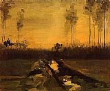 Vincent van Gogh Landscape at Dusk painting
